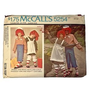 VTG 1976 McCalls Sewing Pattern 5254 Child Adult Raggedy Ann Andy Costume UNCUT